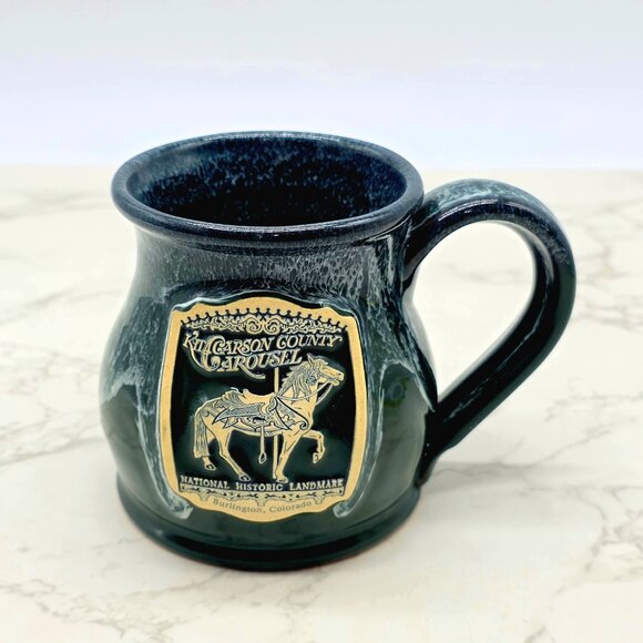 Deneen Pottery Mug Kit Carson County Carousel Horse Colorado Green Drip USA New - Picture 1 of 7